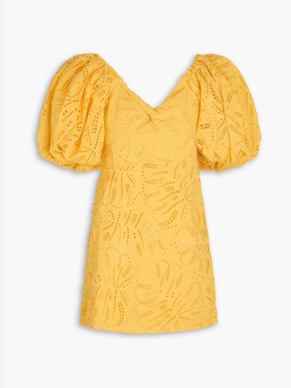 Farm Rio Gold Monstera Eyelet Short Sleeve Mini Top Small NWT - Picture 3 of 6